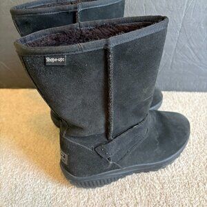 Skechers Shape Ups Women's Winter Boots Size 7 Black Suede Faux Fur